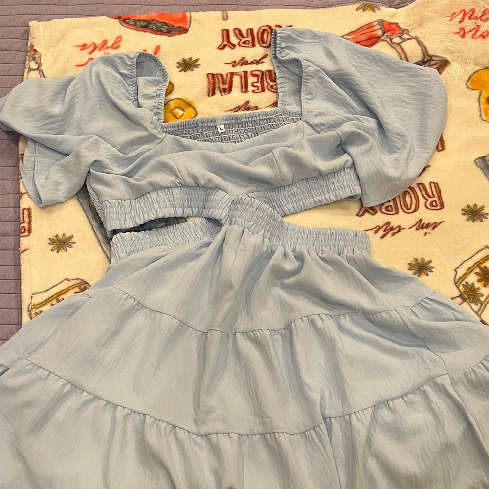 Light Blue Flutter Sleeve mini dress